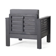 Quim Outdoor Club Chair- Shutter Slat Panel- Gray Acacia Wood- Gray Fabric