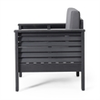 Quim Outdoor Club Chair- Shutter Slat Panel- Gray Acacia Wood- Gray Fabric