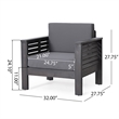 Quim Outdoor Club Chair- Shutter Slat Panel- Gray Acacia Wood- Gray Fabric