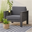 Quim Outdoor Club Chair- Shutter Slat Panel- Gray Acacia Wood- Gray Fabric