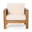 Quim Outdoor Club Chair- Shutter Slat Panel- Brown Acacia Wood- Beige