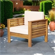 Quim Outdoor Club Chair- Shutter Slat Panel- Brown Acacia Wood- Beige