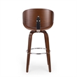 Zaine Swivel Barstool Chair- Walnut Veneer- Brown Faux Leather