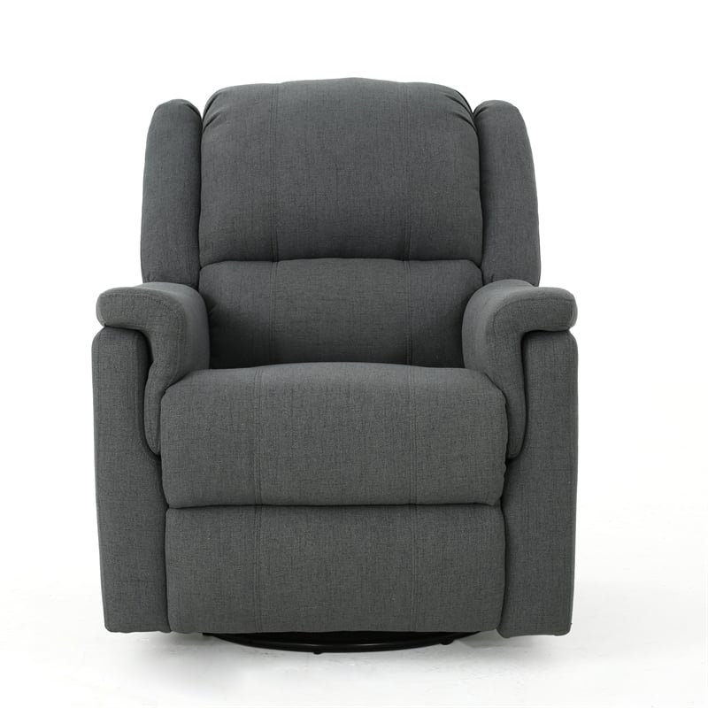 Zune Manual Glider Recliner Chair- Swivel Ergonomic Design- Charcoal Gray