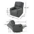 Zune Manual Glider Recliner Chair- Swivel Ergonomic Design- Charcoal Gray