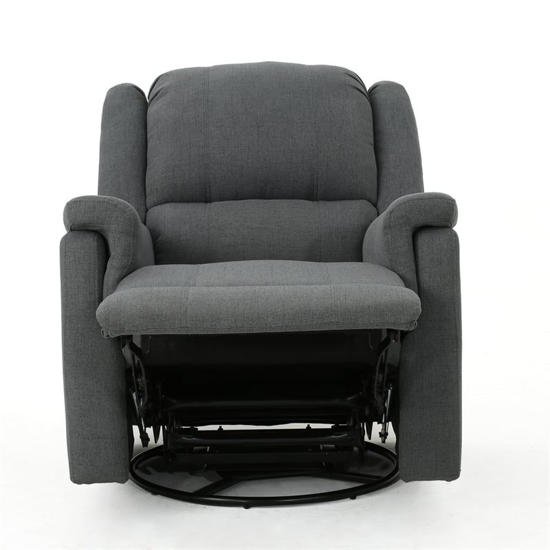 Zune Manual Glider Recliner Chair- Swivel Ergonomic Design- Charcoal Gray