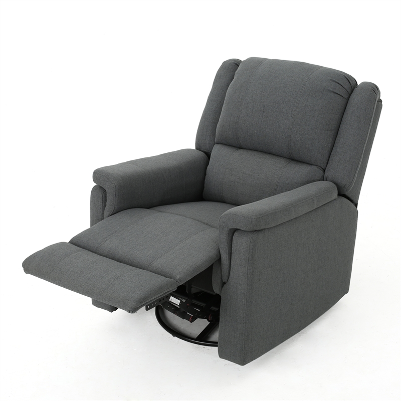 Zune Manual Glider Recliner Chair- Swivel Ergonomic Design- Charcoal Gray
