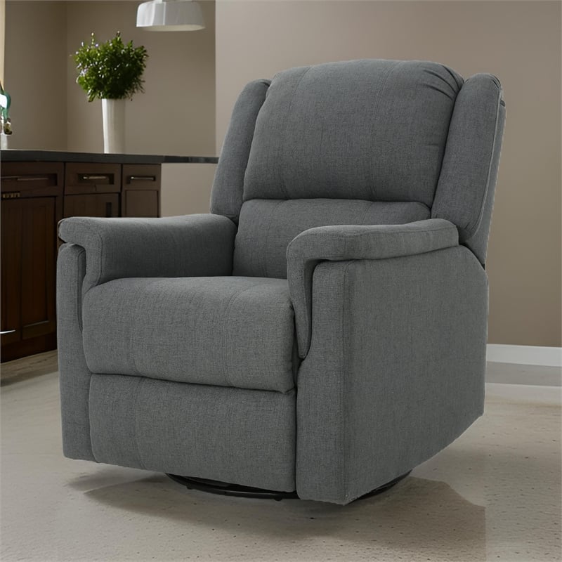Zune Manual Glider Recliner Chair- Swivel Ergonomic Design- Charcoal Gray