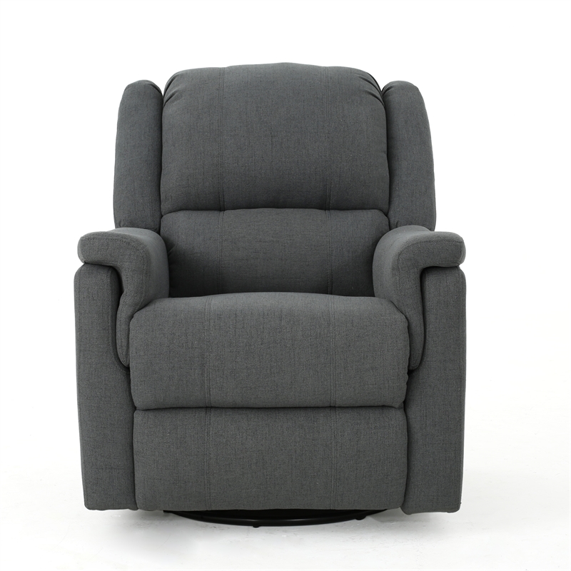 Zune Manual Glider Recliner Chair- Swivel Ergonomic Design- Charcoal Gray