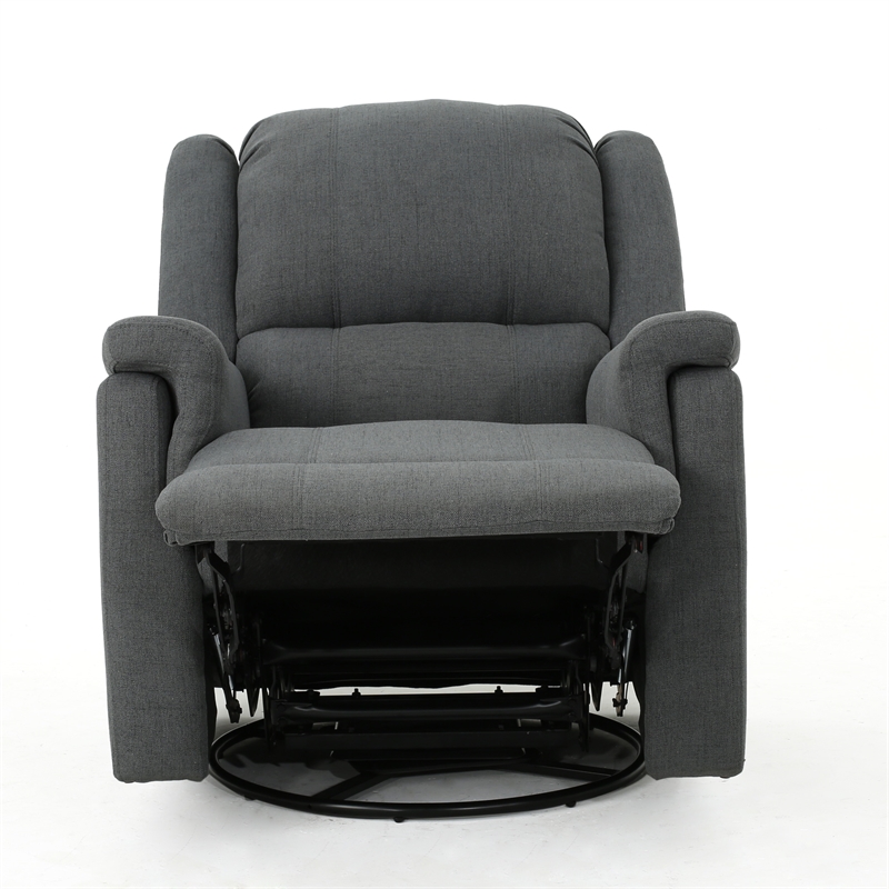 Zune Manual Glider Recliner Chair- Swivel Ergonomic Design- Charcoal Gray