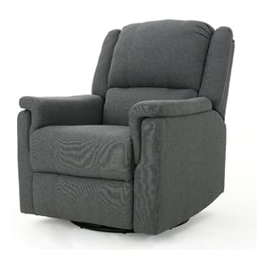 Zune Manual Glider Recliner Chair- Swivel Ergonomic Design- Charcoal Gray