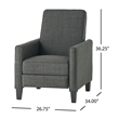 Zuca Pushback Recliner Club Chair- Premium Padded- Black Wood- Gray Linen