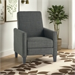 Zuca Pushback Recliner Club Chair- Premium Padded- Black Wood- Gray Linen