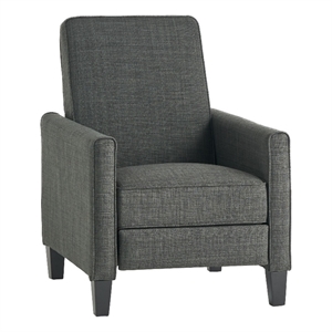 Zuca Pushback Recliner Club Chair- Premium Padded- Black Wood- Gray Linen