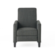 Zuca Pushback Recliner Club Chair- Premium Padded- Black Wood- Gray Linen