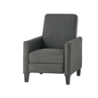 Zuca Pushback Recliner Club Chair- Premium Padded- Black Wood- Gray Linen
