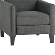 Zuca Pushback Recliner Club Chair- Premium Padded- Black Wood- Gray Linen