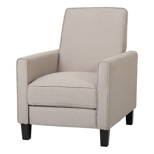 Zuca Pushback Recliner Chair- Black Wood- Premium Padded Beige Polyester