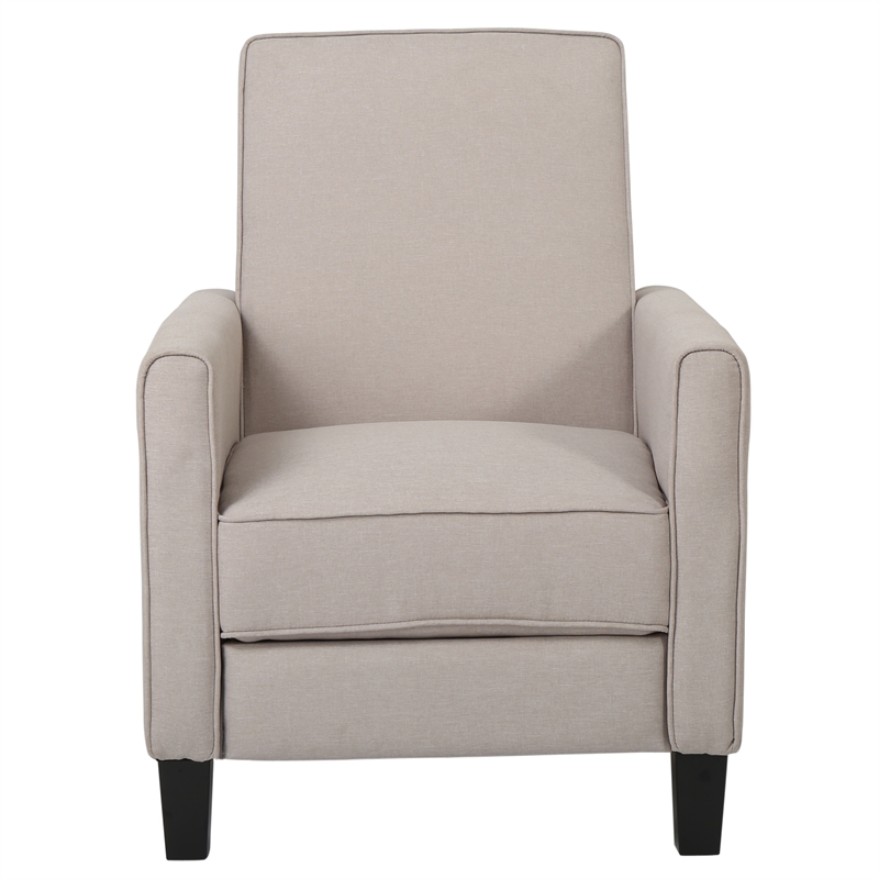 Zuca Pushback Recliner Chair- Black Wood- Premium Padded Beige Polyester