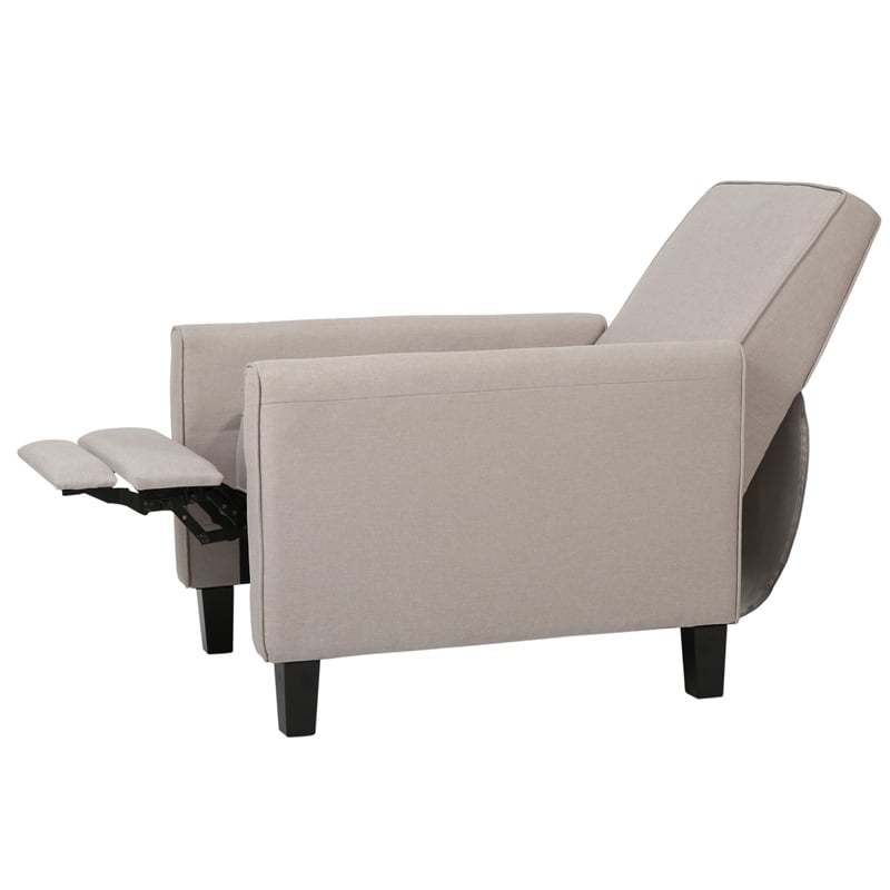 Zuca Pushback Recliner Chair- Black Wood- Premium Padded Beige Polyester
