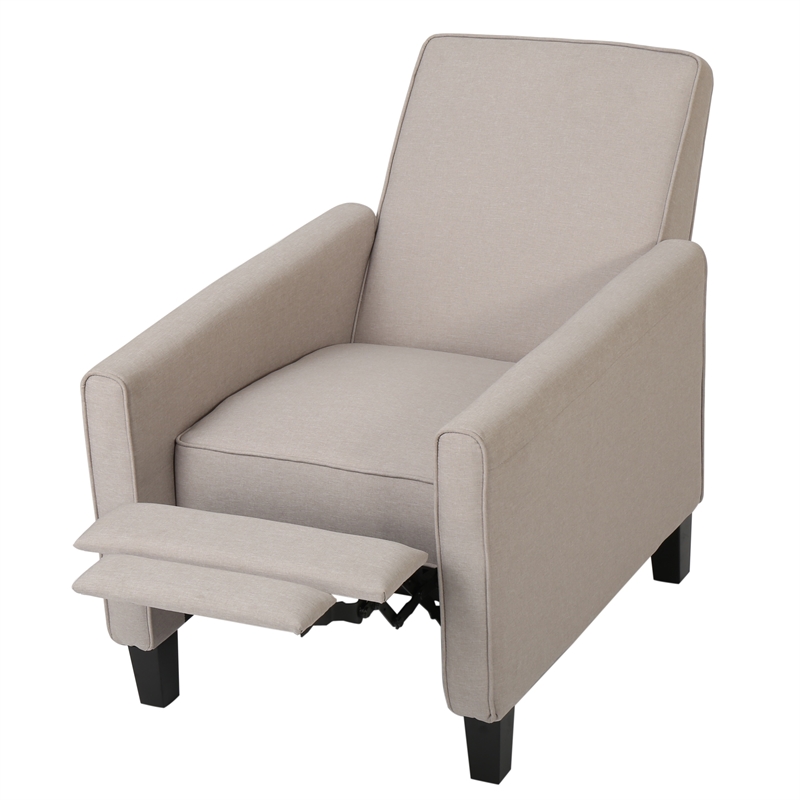 Zuca Pushback Recliner Chair- Black Wood- Premium Padded Beige Polyester