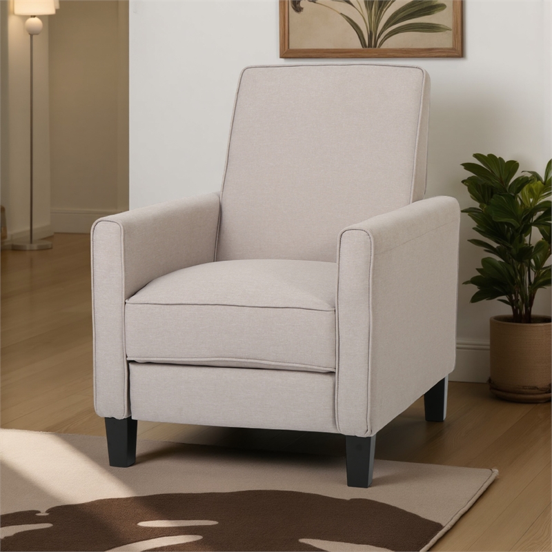 Zuca Pushback Recliner Chair- Black Wood- Premium Padded Beige Polyester