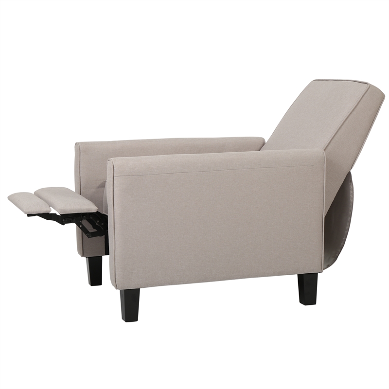 Zuca Pushback Recliner Chair- Black Wood- Premium Padded Beige Polyester