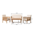 Sayan 4pc Outdoor Coffee Table Set- Loveseat- 2 Chairs- Beige- Brown