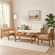 Sayan 4pc Outdoor Coffee Table Set- Loveseat- 2 Chairs- Beige- Brown