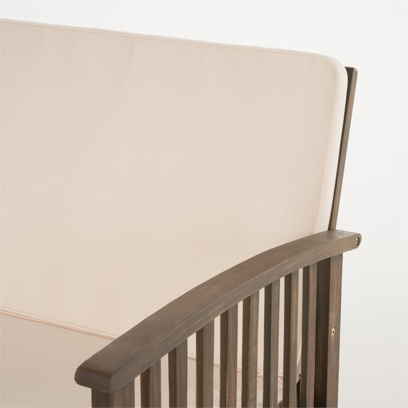 Sayan 4pc Outdoor Coffee Table Set- Loveseat- 2 Chairs- Beige and Gray