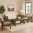 Sayan 4pc Outdoor Coffee Table Set- Loveseat- 2 Chairs- Beige and Gray