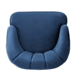 Shale Accent Chair- Navy Blue Velvet- Curved Backrest- Brown Wood Legs