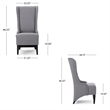 Becca Dining Chair- High Wingback Brown Birch Wood- Light Gray Fabric