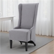 Becca Dining Chair- High Wingback Brown Birch Wood- Light Gray Fabric