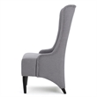 Becca Dining Chair- High Wingback Brown Birch Wood- Light Gray Fabric