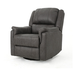 Swivel Manual Reclining Chair- Pillow Cushions- Smooth Gray Fabric