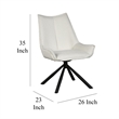 Amyra Swivel Accent Side Chair- White Fabric- Modern Black Iron Frame