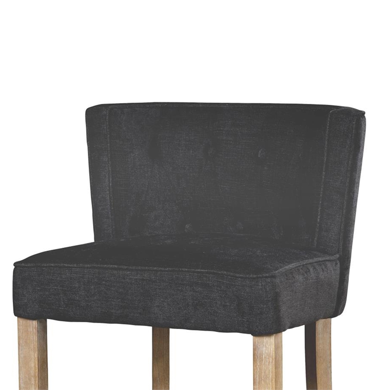 Cly Counter Stool Chair- Soft Dark Gray Fabric- Graywash Solid Wood