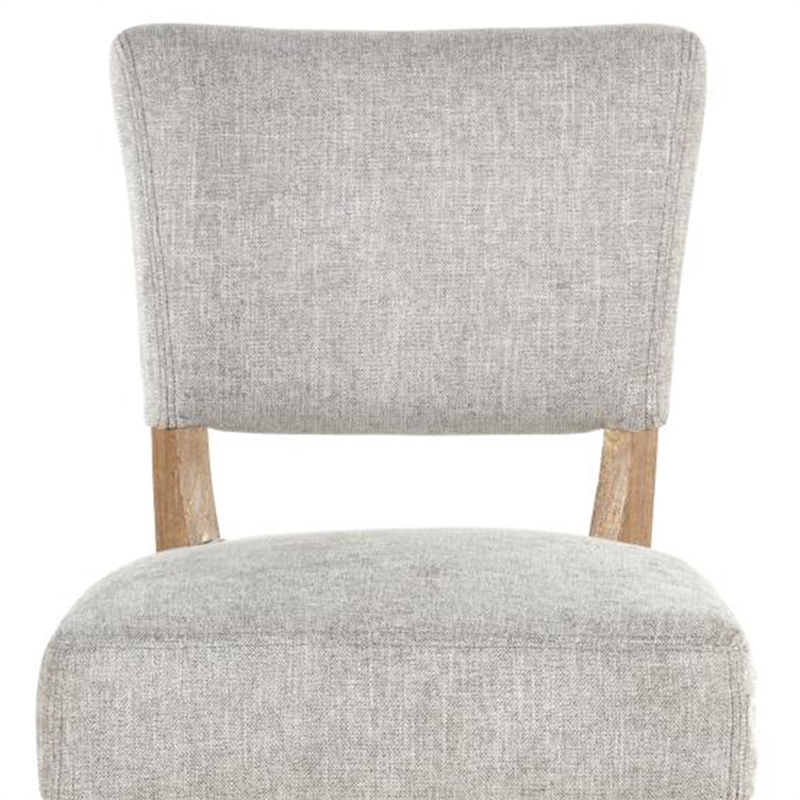 Ryna Barstool Chair- Plush Light Gray Fabric- Washed Oak Solid Wood