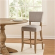 Ryna Barstool Chair- Plush Light Gray Fabric- Washed Oak Solid Wood