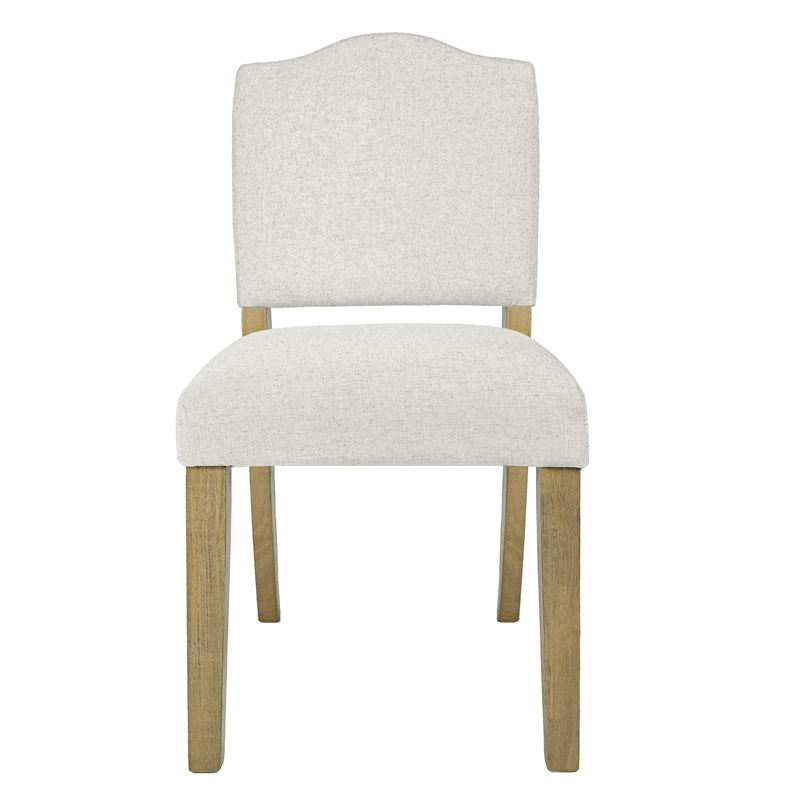 Side Dining Chair- Open Back Solid Wood Frame- Cream Woven Fabric
