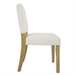 Side Dining Chair- Open Back Solid Wood Frame- Cream Woven Fabric