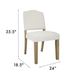 Side Dining Chair- Open Back Solid Wood Frame- Cream Woven Fabric