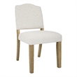 Side Dining Chair- Open Back Solid Wood Frame- Cream Woven Fabric