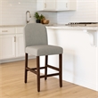 Aleo Counter Stool Chair- Gray Woven Fabric and Tapered Wood Legs