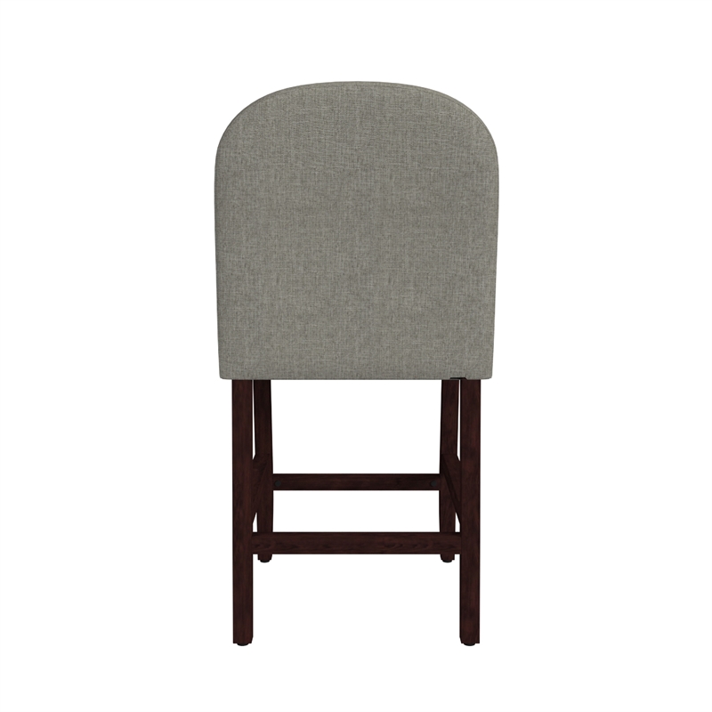Aleo Counter Stool Chair- Gray Woven Fabric and Tapered Wood Legs