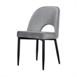Koir Set of 2 Dining Chair- Gray Fabric- Cut Out Backrest- Black Legs