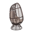 Swivel Outdoor Egg Chair- Brown PE Woven Rattan- Iron- Beige Polyester