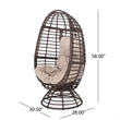 Swivel Outdoor Egg Chair- Brown PE Woven Rattan- Iron- Beige Polyester