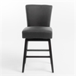 Swivel Barstool Chair- Modern Charcoal Gray Upholstery. Espresso Brown